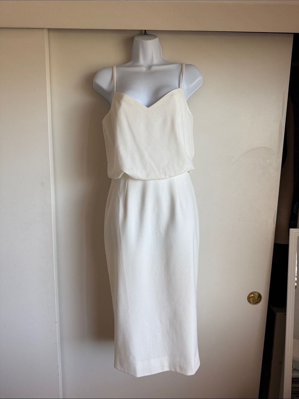 Dress the Population Ivory Spaghetti Strap Midi Dress